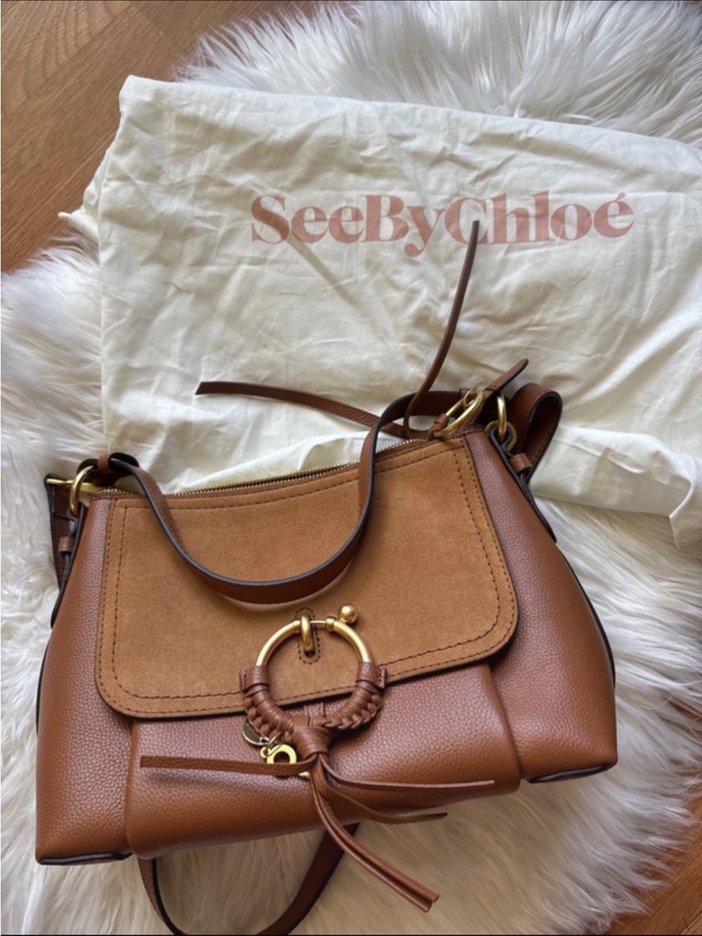See By Chloé Tan and Brown Leather & Suede Shoulder Bag